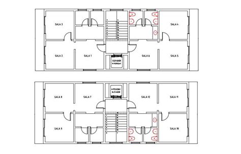 Hostel Building Room Floor Layout Plan Download CAD File - Cadbull