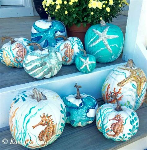 Paint Pumpkins Coastal, Beach and Nautical Style | Painted Pumpkin Ideas