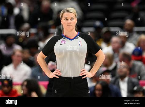 NBA referee Jenna Schroeder (84) in action during the first half of an NBA basketball game ...