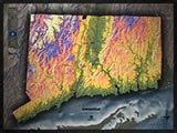 Connecticut Map | Colorful Topography of Physical Features
