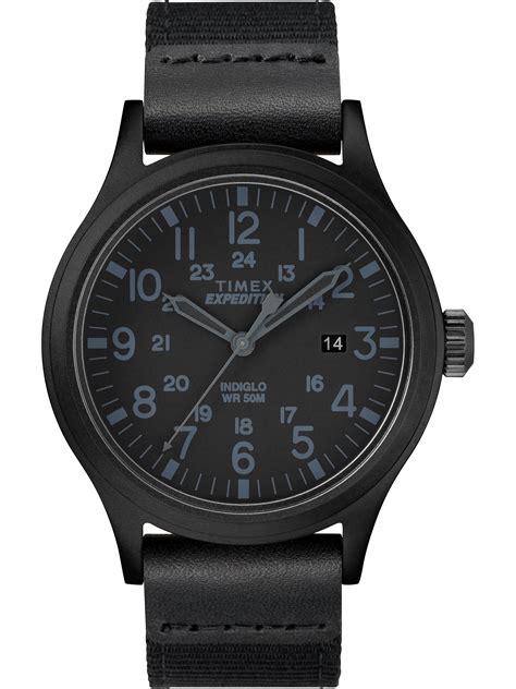 Timex - Men's Expedition Scout 40 Black Watch, Leather/Nylon Strap ...