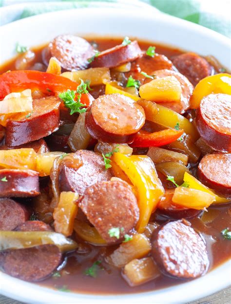 Sweet and Sour Crockpot Kielbasa - Food Lovin Family