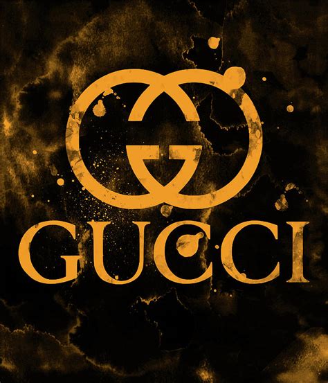 Gucci Logo Gold Yellow 2 Digital Art by Del Art