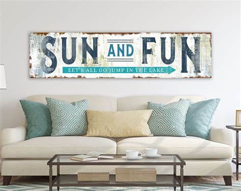 Rustic Wall Decor Jump in the Lake House Sign, Primitive Industrial Living Room Sign Wall Art ...