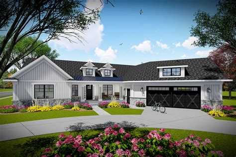 3-Bed Modern Farmhouse Ranch Home Plan with Angled Garage - 890108AH ...