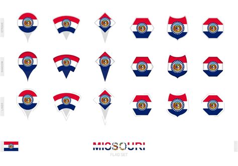 Collection of the Missouri flag in different shapes and with three ...