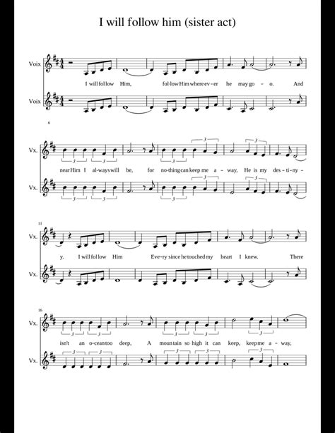 I will follow him sister act sheet music for Voice download free in PDF or MIDI