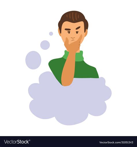 A thinking man thoughtful male character looking Vector Image