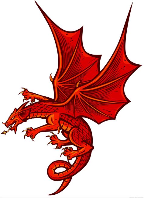 16 Cartoon Red Dragons Vector Images - Flying Dragon Vector, Red Dragon ...