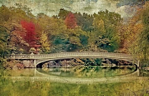 Central Park Bow Bridge in autumn foliage Photograph by Geraldine Scull