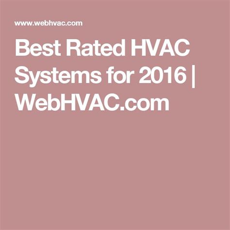 Best Rated HVAC Systems for 2016 | WebHVAC.com | Hvac system, Hvac ...