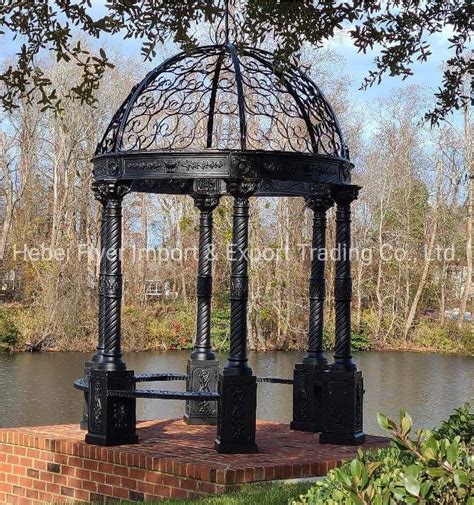 Outdoor Park Garden Metal Craft Sculpture Pavilion Decoration Modern Design Black Color Round ...