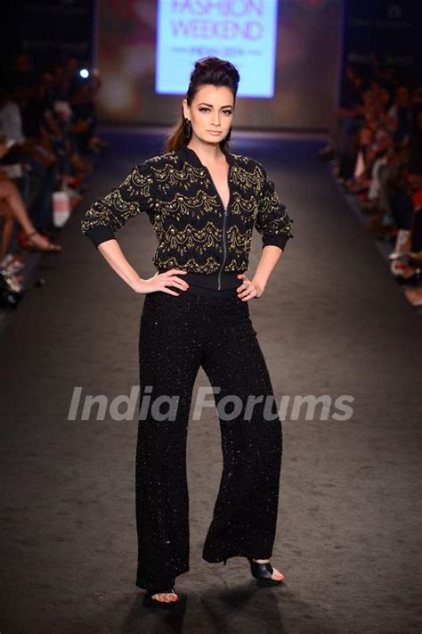 Dia Mirza walks the ramp for karan Johar at the Myntra Fashion Week Day 1 Media