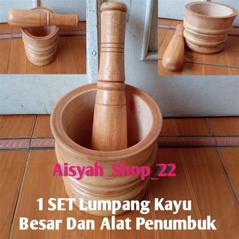 Jual LUMPANG KAYU BESAR ALAT PENUMBUK /LUMPANG KAYU DAN ALU / lumpang kayu besar 1 set / lumpang ...