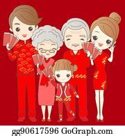 97 Cute Cartoon Family With Chinese New Year Clip Art | Royalty Free - GoGraph