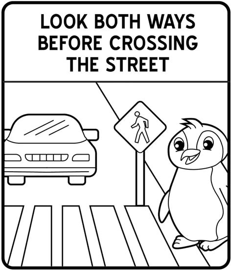 Road Safety Coloring Page