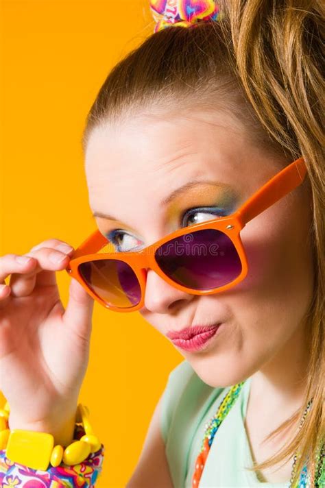 Girl and sunglasses stock image. Image of retro, face - 31570575