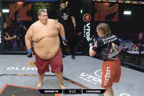 Fight sparks outrage as strawweight takes on a very flabby man