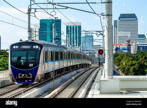 A Metro Train Travelling On The Jakarta Metro (MRT), Jakarta, Indonesia Stock Photo - Alamy