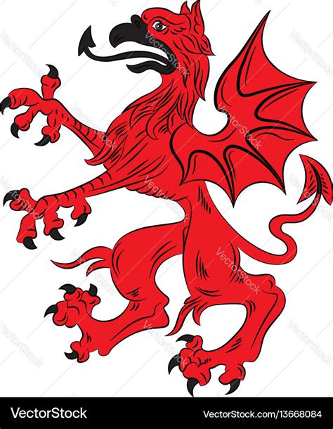 Red griffin heraldry symbol Royalty Free Vector Image