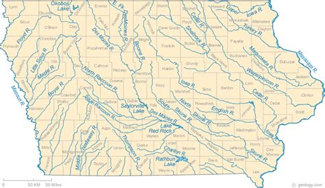 Iowa Lake Map, River Map and Water Resources | Lake map, Map, Lake