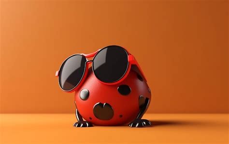 Premium AI Image | A red and black bug with sunglasses on its face.