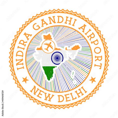 Indira Gandhi Airport New Delhi stamp. Airport logo vector illustration ...