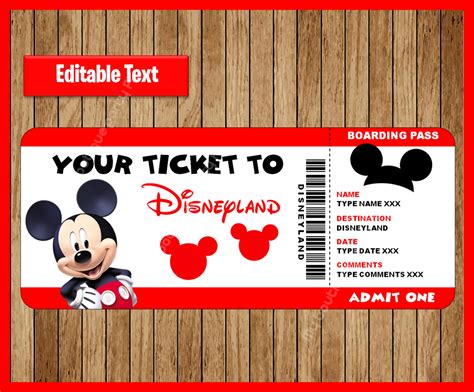 Printable Ticket to Disneyland Surprise Trip Birthday Gift - Etsy UK