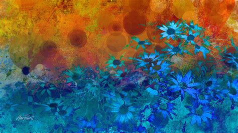 Flower Fantasy In Blue And Orange Photograph by Ann Powell