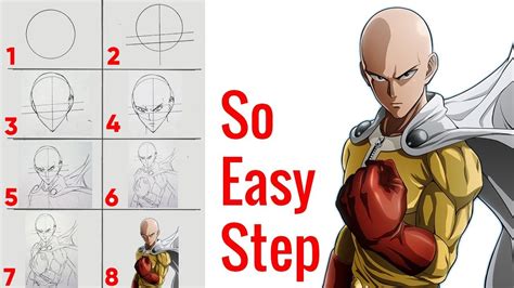 How to Draw Saitama Step by Step - My Billiant Art | Anime drawings for beginners, Drawings ...