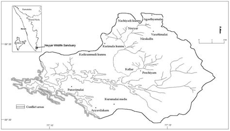 Neyyar Wildlife Sanctuary showing human-crocodile conflict areas ...