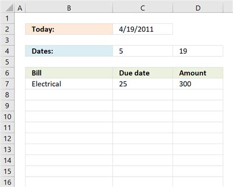 Bill reminder in excel