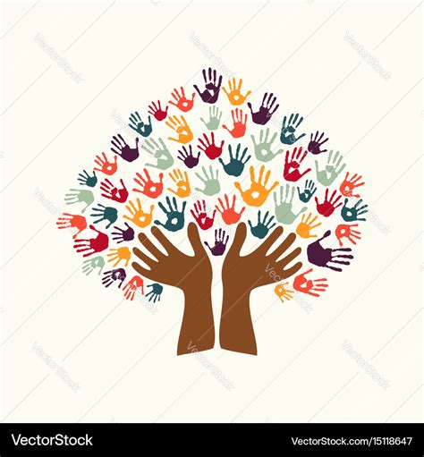 Hand print ethnic tree symbol of culture diversity