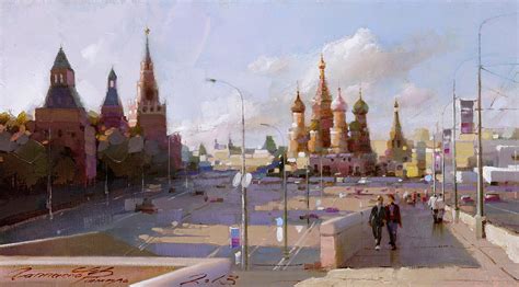 Moscow. Vasilevsky descent. Views of Red square. Painting by Ramil Gappasov