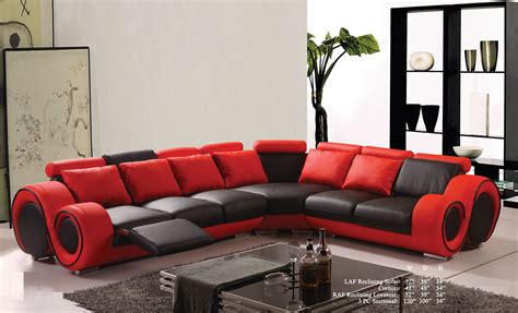 Modern Classic Contemporary Red And Black Bonded Leather Sectional Sofa ...