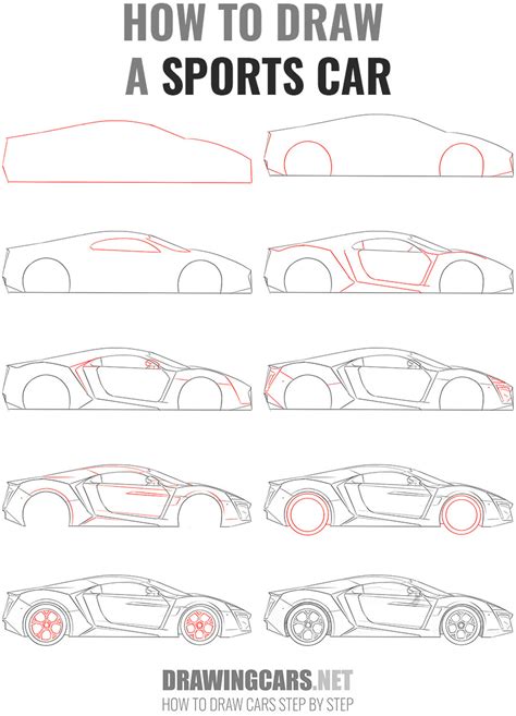 How to Draw a Sports Car - Step by Step Car Drawing Tutorials