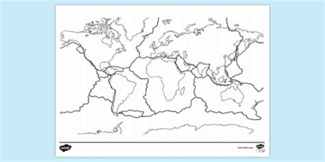 FREE! - Tectonic Plate Map Colouring Sheet | Twinkl