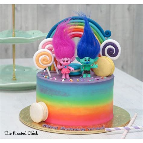 Trolls Inspired Fun Rainbow Cake