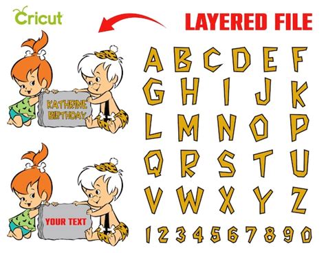 Flintstones Font OTF Flintstones Svg Letters Layered Cricut - Etsy Canada