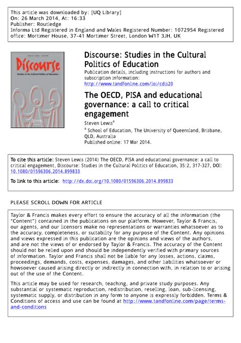 (PDF) The OECD, PISA and educational governance: A call to critical ...