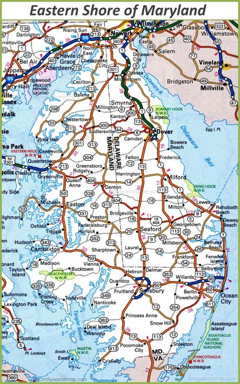 Map of Eastern Shore of Maryland - Ontheworldmap.com