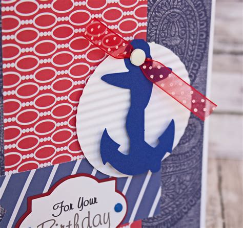 Nautical Birthday Card, Handmade Nautical Card. Patriotic Birthday Greeting, Nautical Anchor ...