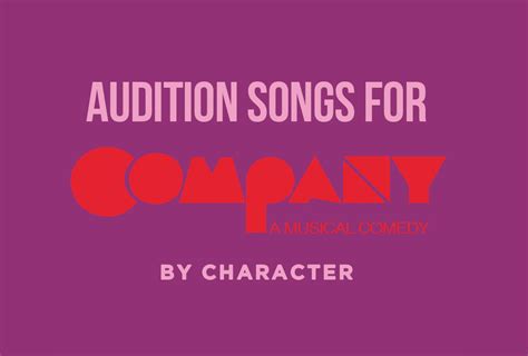 Audition Song Suggestions for Company the Musical – by Character ...