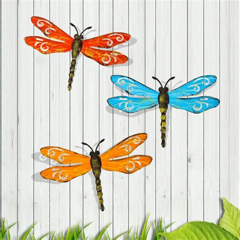 Amazon.com: Scwhousi Metal Dragonfly Wall Decor Outdoor Garden Fence Art,Hanging Decorations for ...