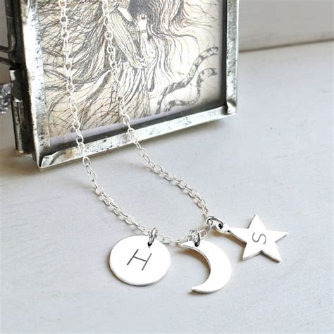 Personalised Sterling Silver Sun Moon and Star Necklace - Etsy