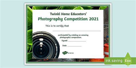 Photography Competition Certifcate (l'enseignant a fait)