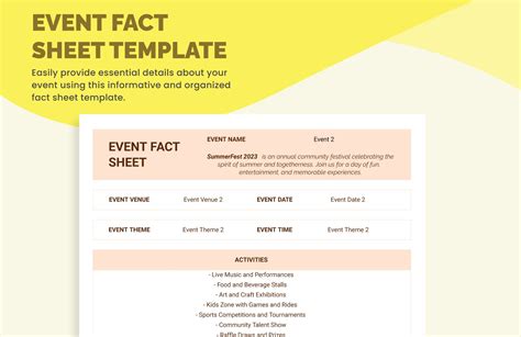 Event Fact Sheet Template in Google Sheets, Excel - Download | Template.net