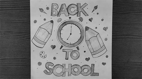 Back To School Pencil Drawing || Pencil Drawing For School Kids || Pencil Sketching - YouTube