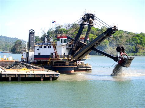 Dipper dredgers (a powered bucket mounted on a barge which scoops ...