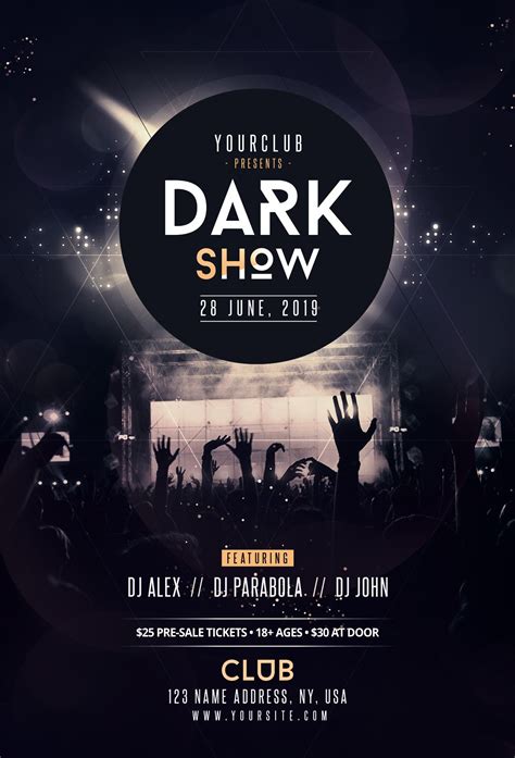 Dark Party Show - Free PSD Flyer Template - PixelsDesign | Free psd flyer templates, Psd flyer ...